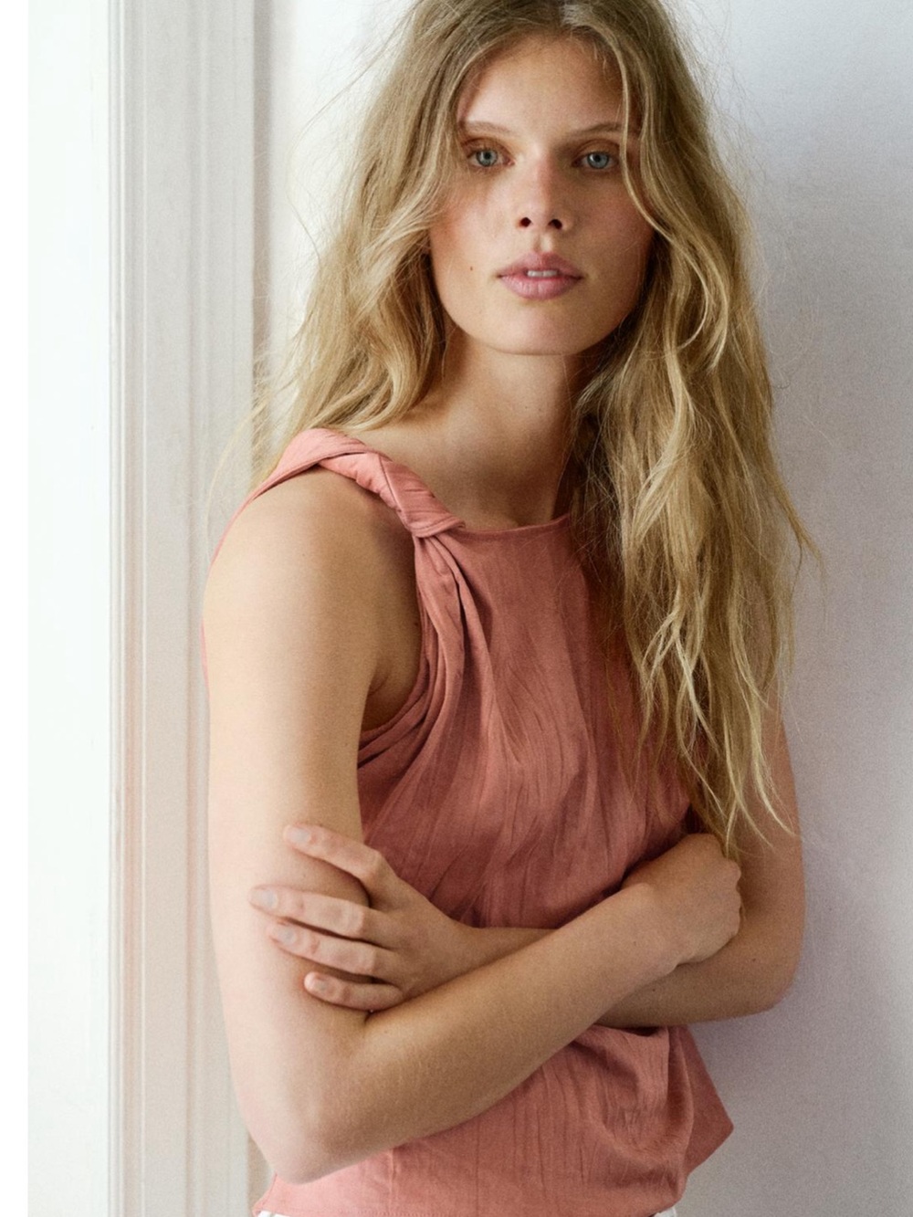 Zara Knotted Strap Sleeveless Tank - Rosewood Pink